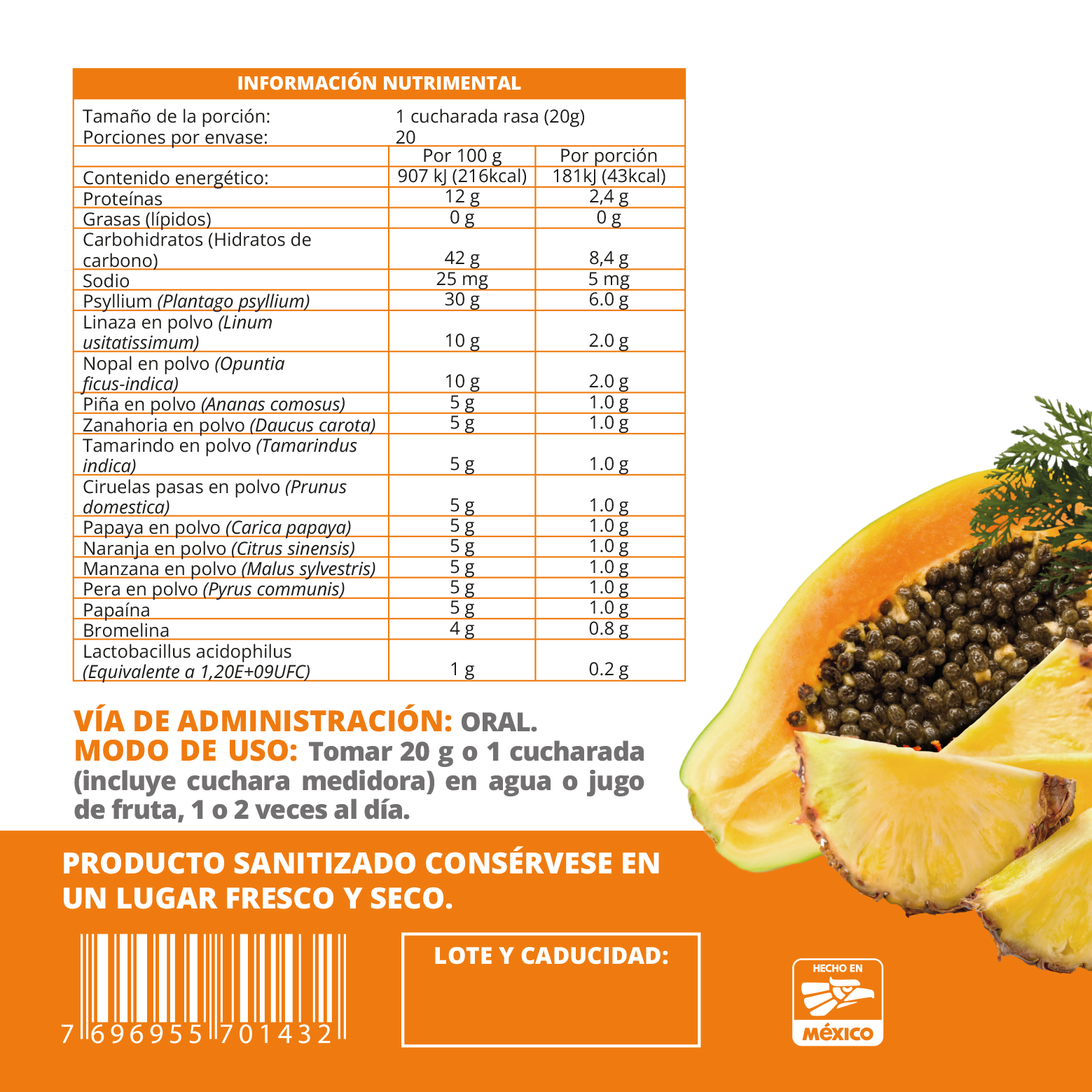 Fibra Activa Enzimática 400 grs. (polvo)