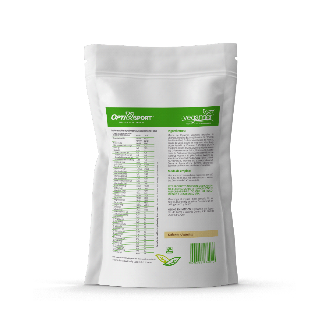 VEGANNER Proteína Vegetal (Vegana) Sabor Vainilla 1.2Kg