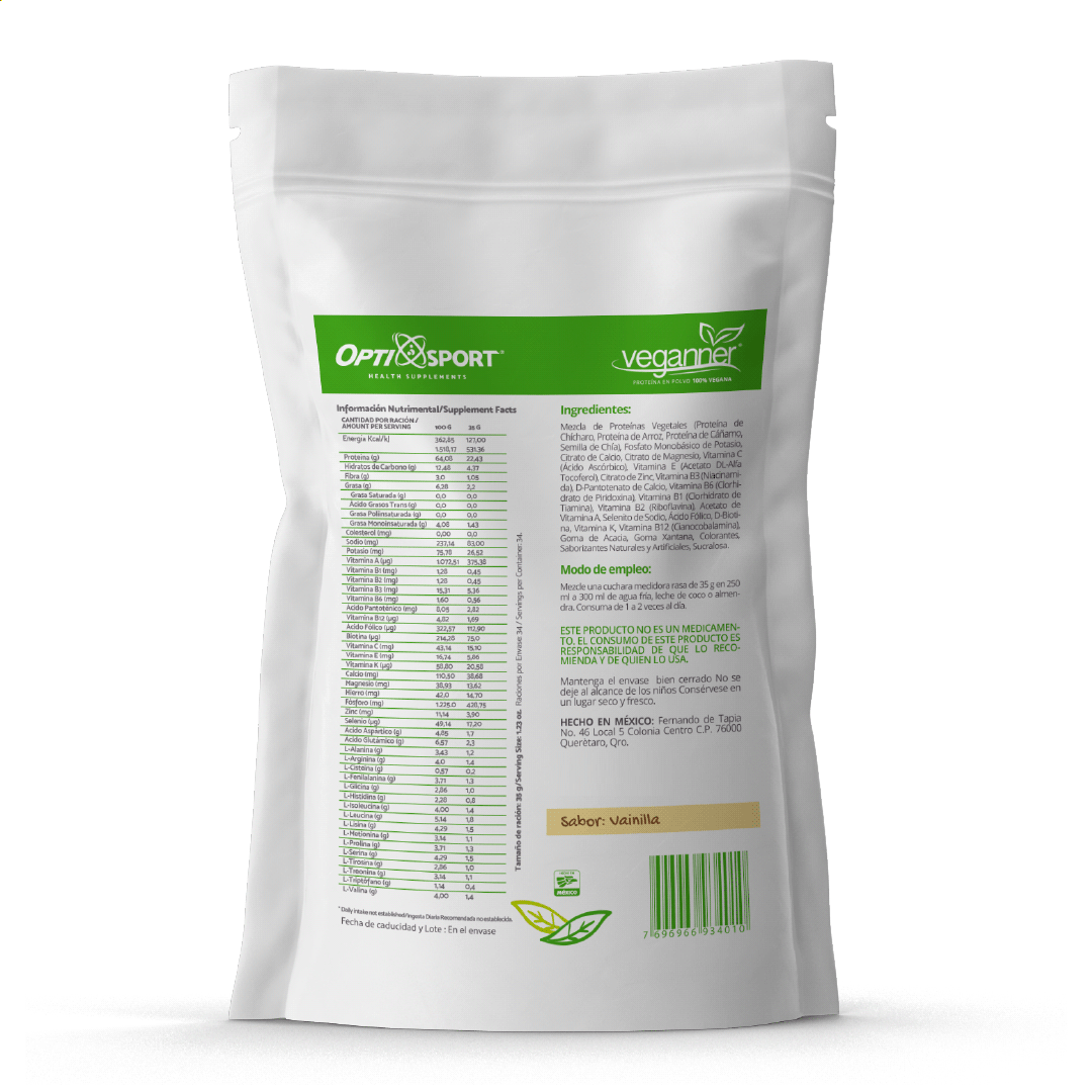 VEGANNER Proteína Vegetal (Vegana) Sabor Vainilla 1.2Kg