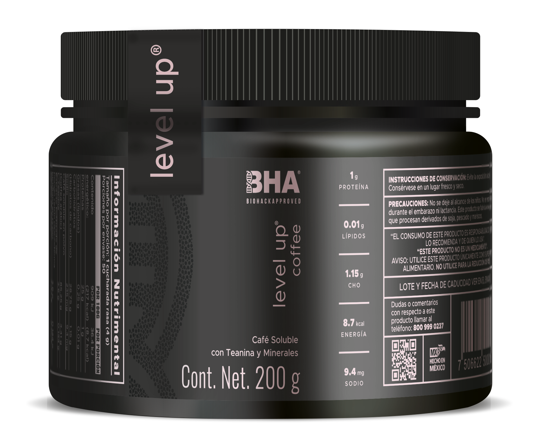 Level-Up Coffee: Energía natural con minerales y Teanina 200grs