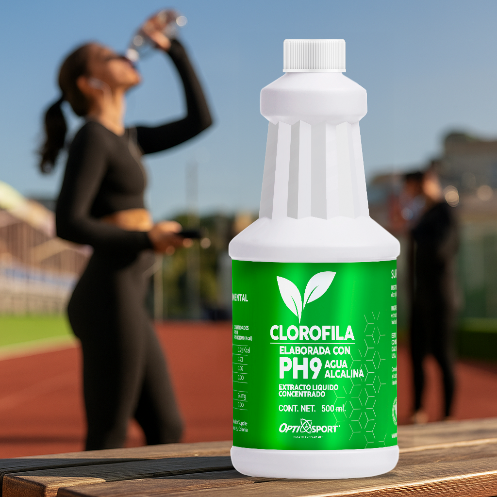 6 Botellas (500ml) de Clorofila Líquida Concentrada con PH9 + Agua Alcalina