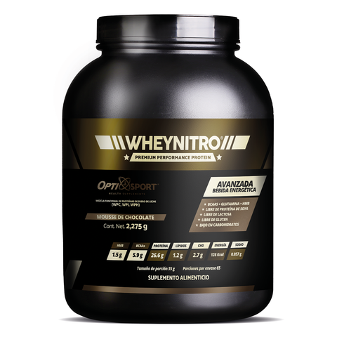 WHEYNITRO Proteína de Suero + HMB + BCAAs | 65 servicios Bote 2275 grs | Sabor Chocolate