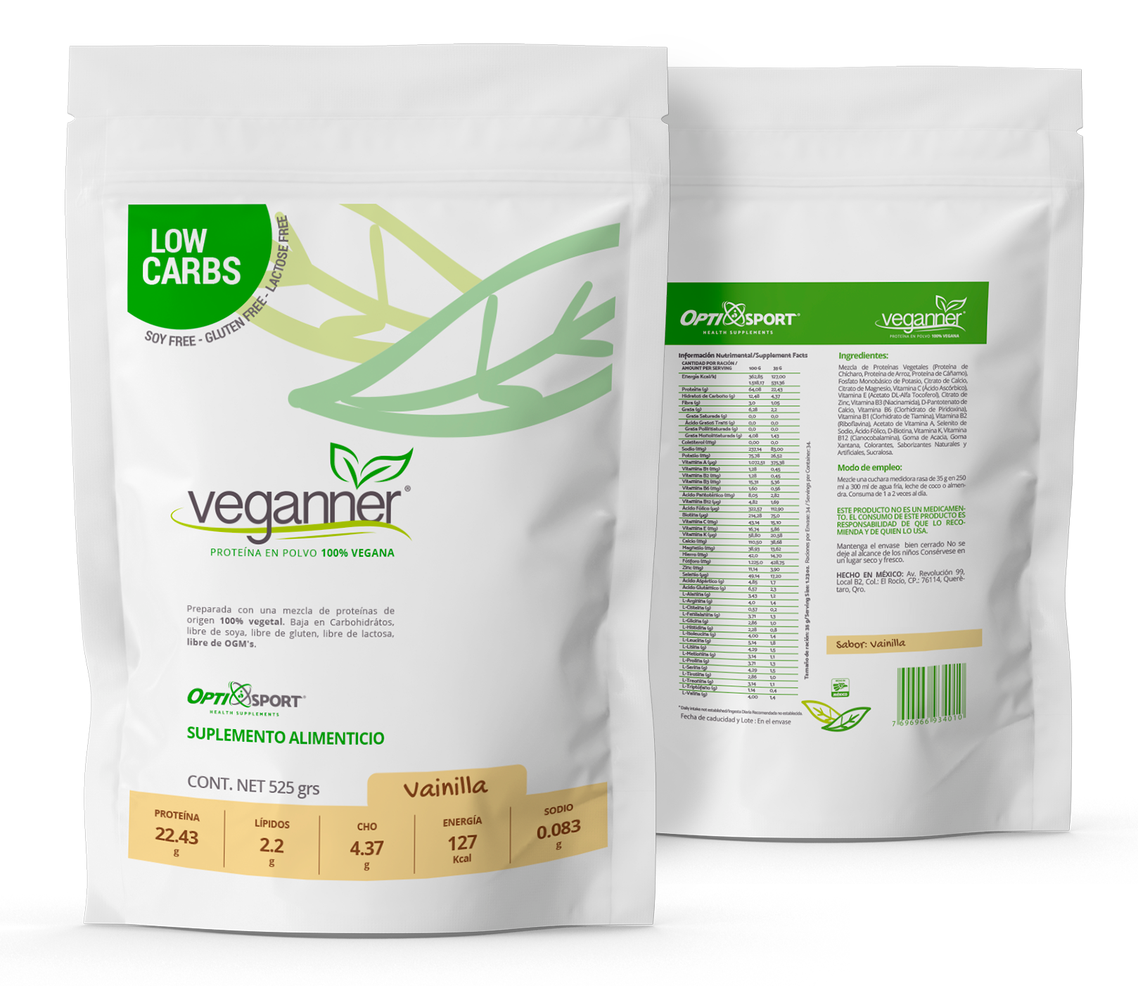 Veganner Proteína Vegetal Vegana 525 grs. (polvo)