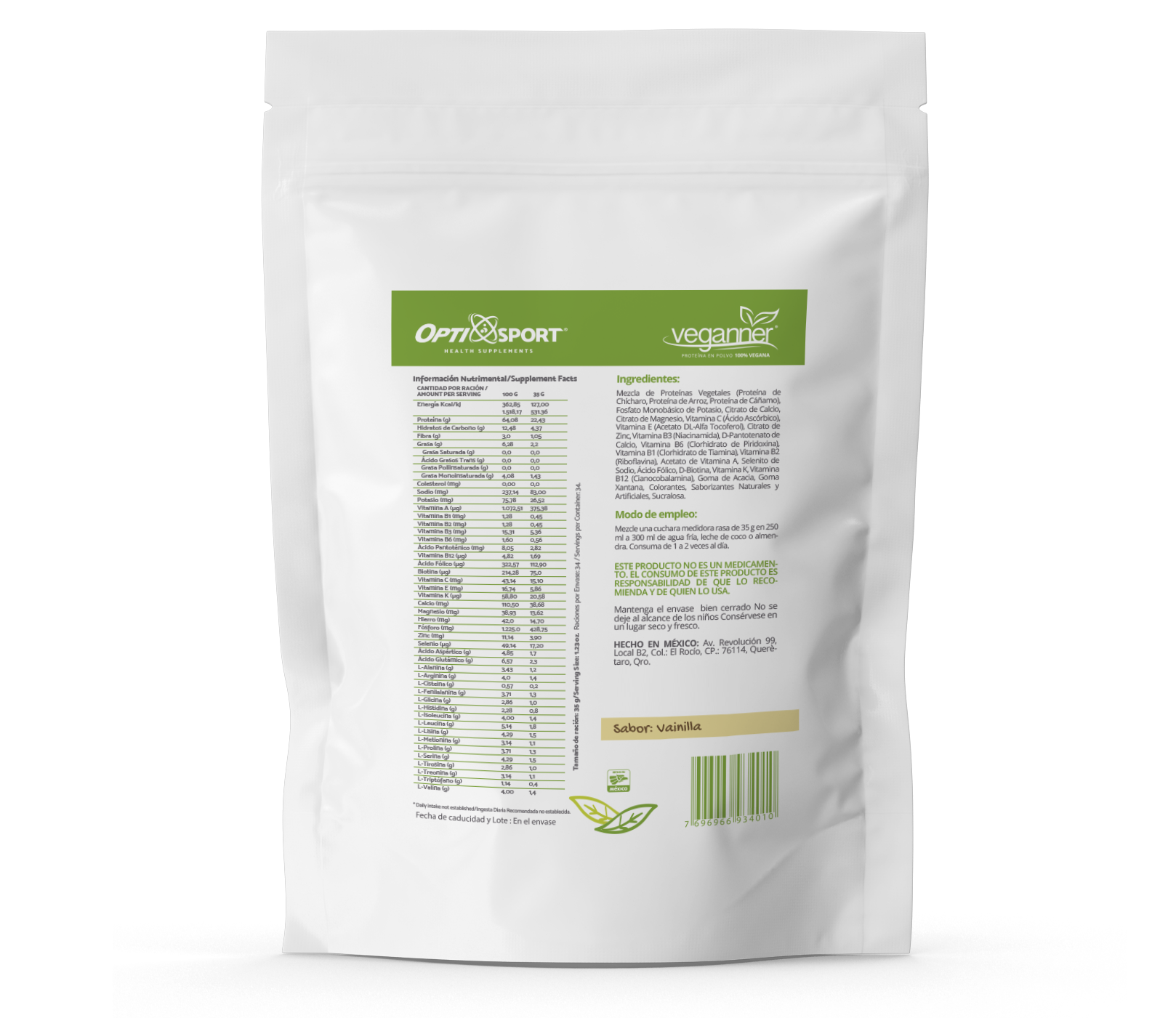 Veganner Proteína Vegetal Vegana 525 grs. (polvo)